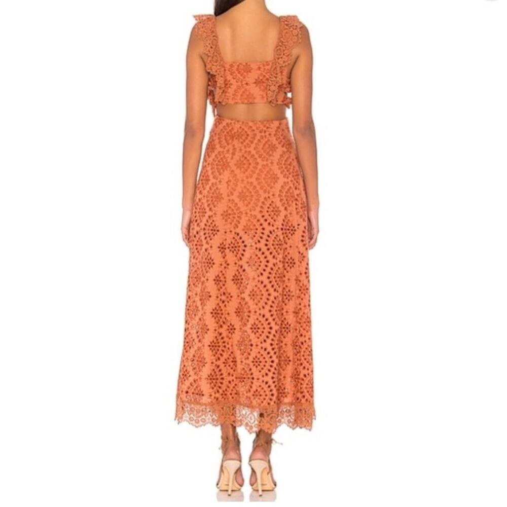 Nightcap x Carisa Rene Aimee Eyelet Copper Maxi Dress, EUC, Size XS MSRP $396 - Picture 5 of 15